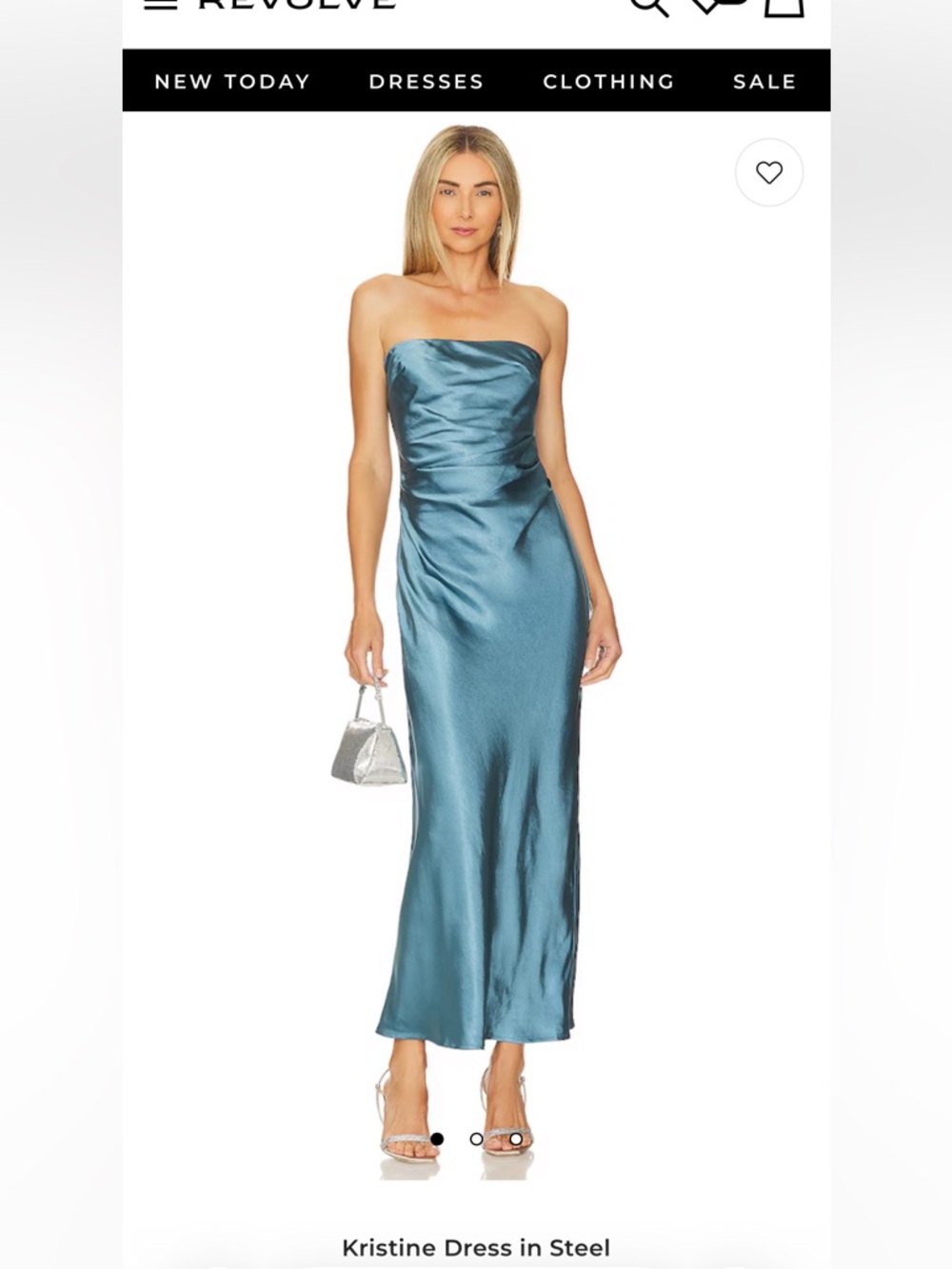 Revolve - Kristine Strapless Satin Dress in Steel - Like New